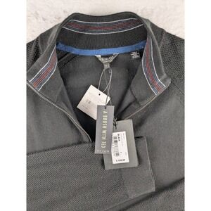 Ted Baker London Quarter‎ Zip Pullover Sweater Striped Collar Black 7